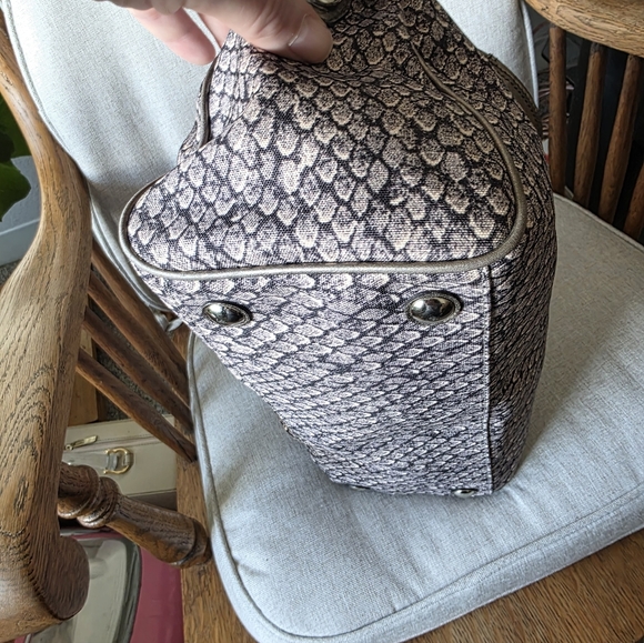 Coach Taylor Metallic Snakeskin Satchel Matching Wallet In Closet As Well - Picture 7 of 13